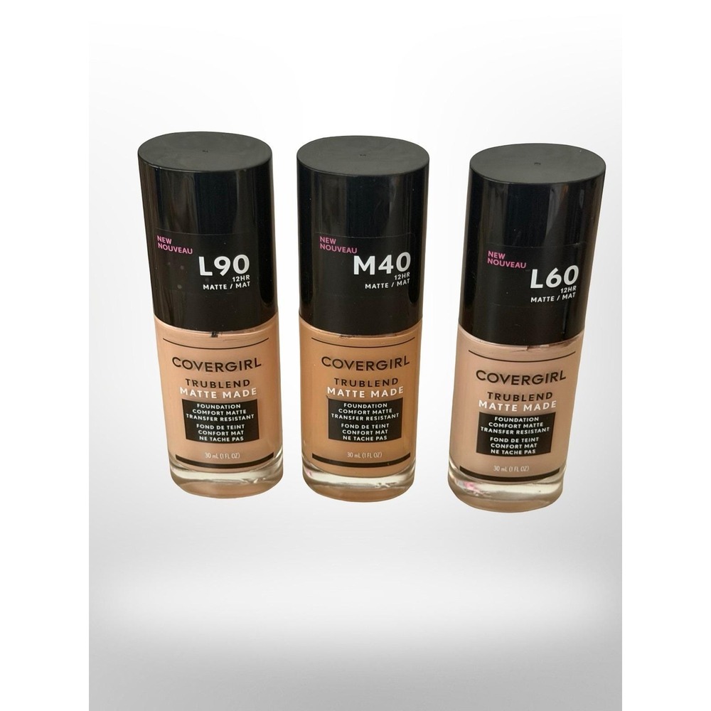 Covergirl TruBlend Matte Made Foundation Lot 3 Shades L60 L90 M40 Oil-Free 1oz